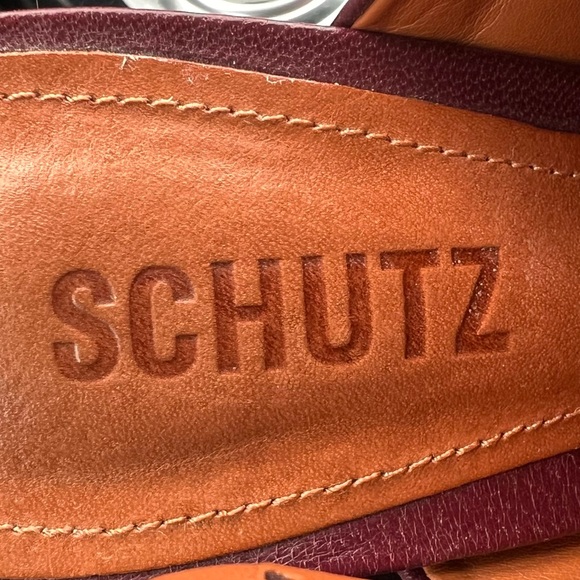 SCHUTZ Abelarda Mestico Cabernet Burgundy Studded Women's Open Toe Heels 9B - Picture 10 of 10